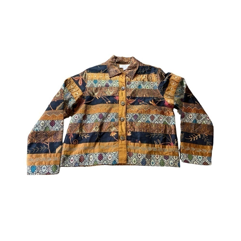 Medium anii by Natural Silk Bohemian Mixed Media Jacket Embroidered Gorgeous
